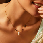 Necklaces Delicate floral Moissanite Silver Mangalsutra Necklace