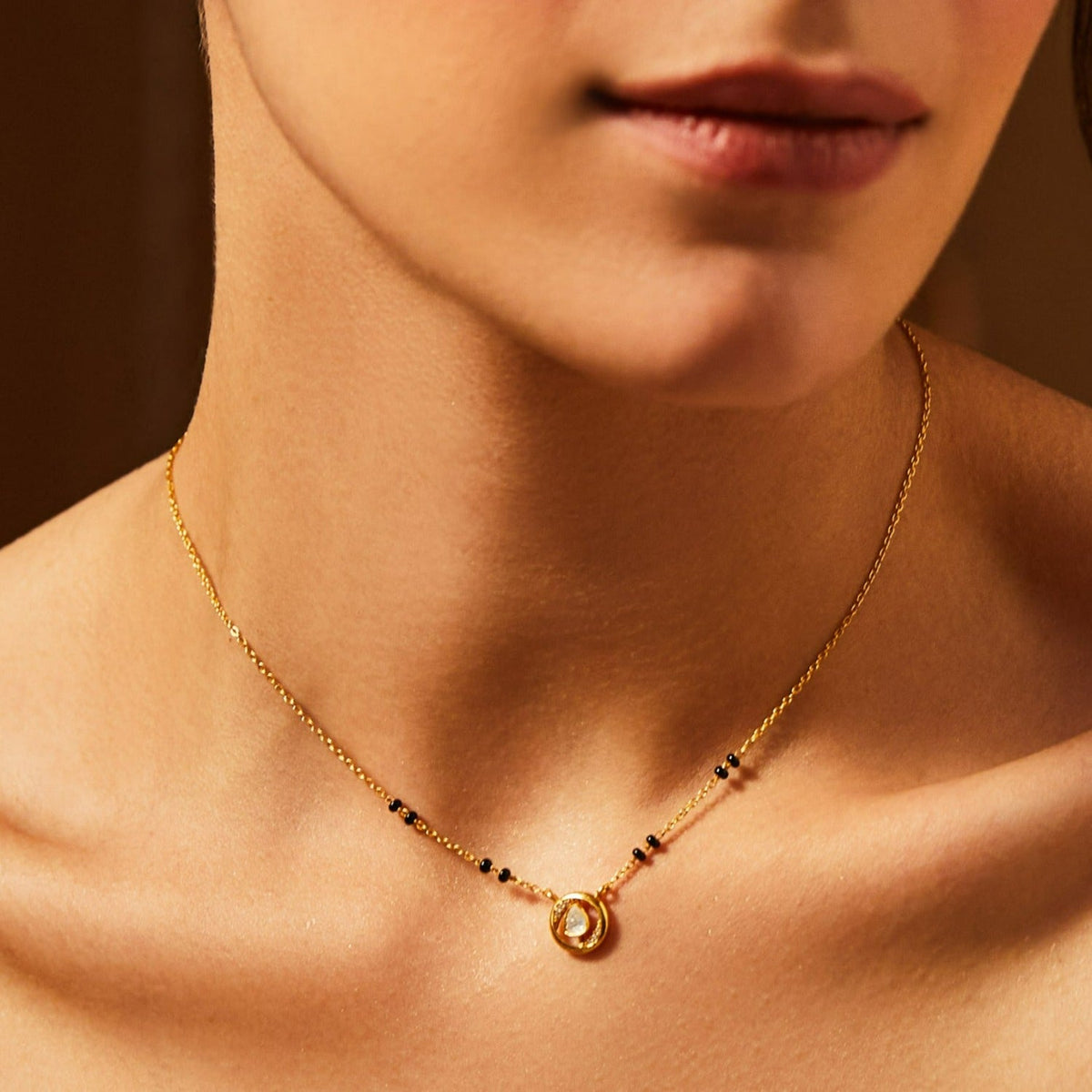 Necklaces Circle of Charm Moissanite Silver Mangalsutra Necklace