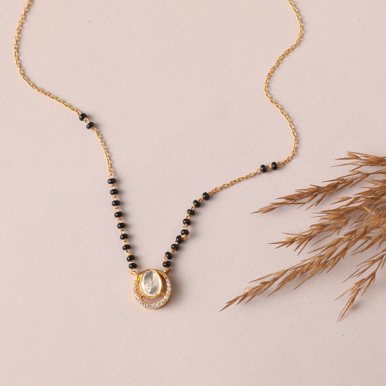 Necklaces Serenity Moissanite Silver Mangalsutra Necklace
