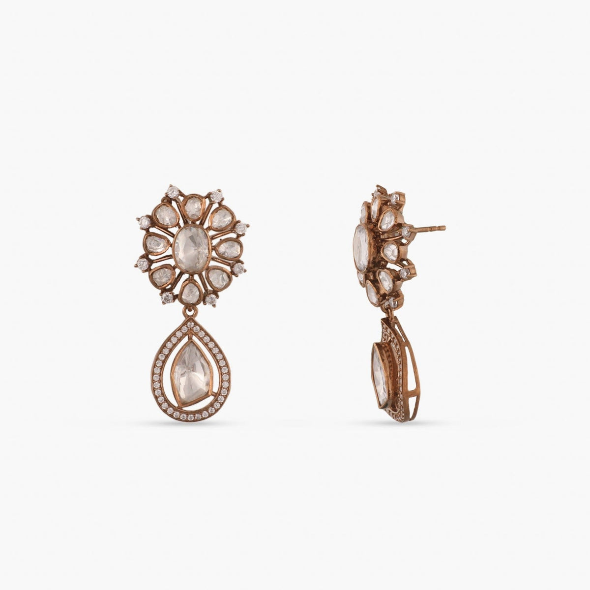 Earrings Moissanite Floral Silver Drop Earrings
