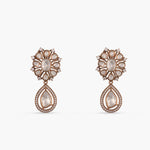 Earrings Moissanite Floral Silver Drop Earrings