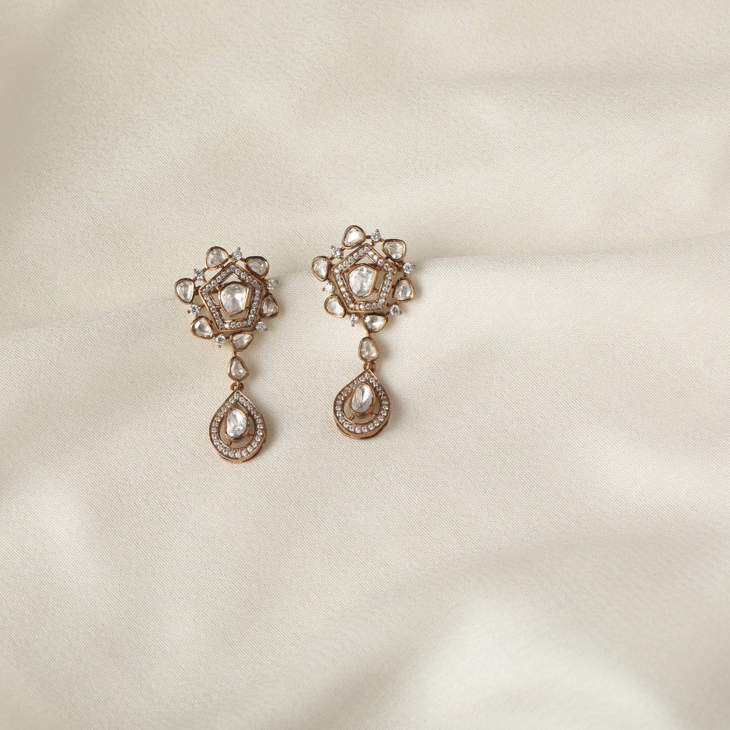 Moissanite Shine Silver Drop Earrings