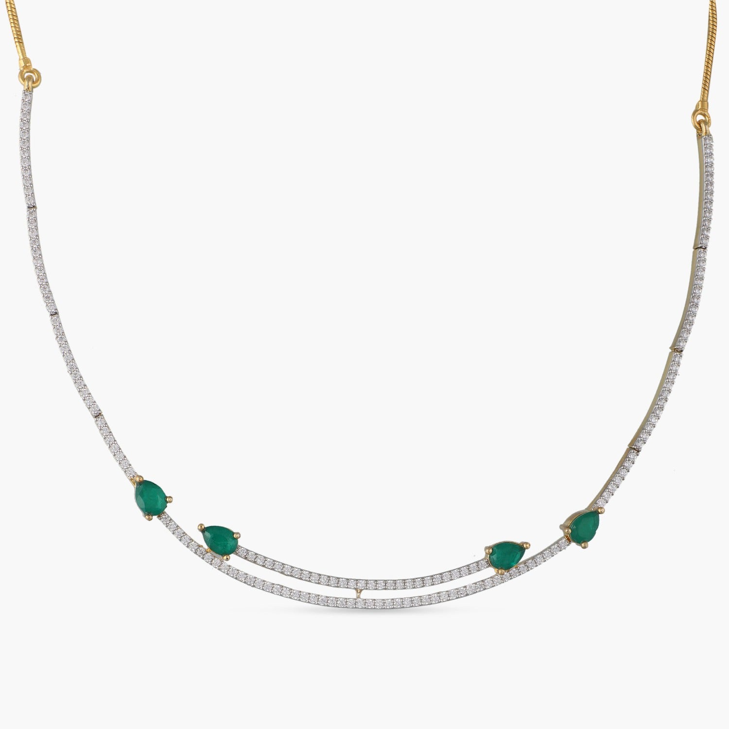 Necklaces Leafy Charm CZ Silver Necklace