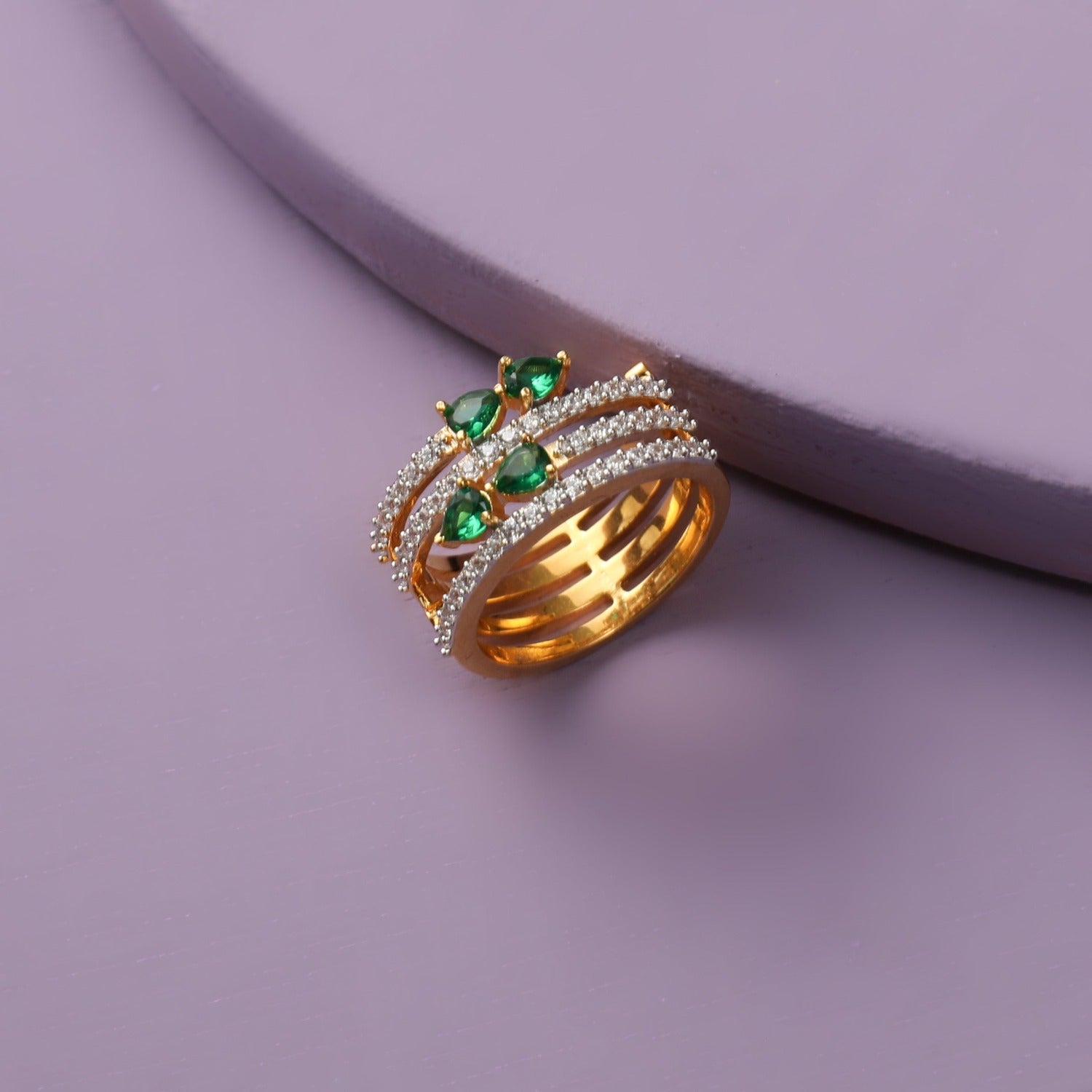 Leafy Charm CZ Silver Finger Ring