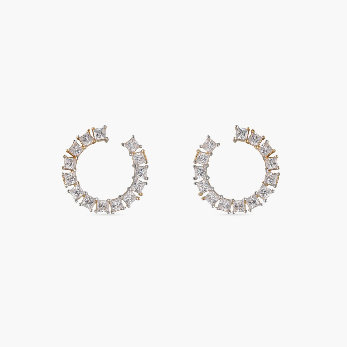 Hoop CZ Silver Stud Earrings
