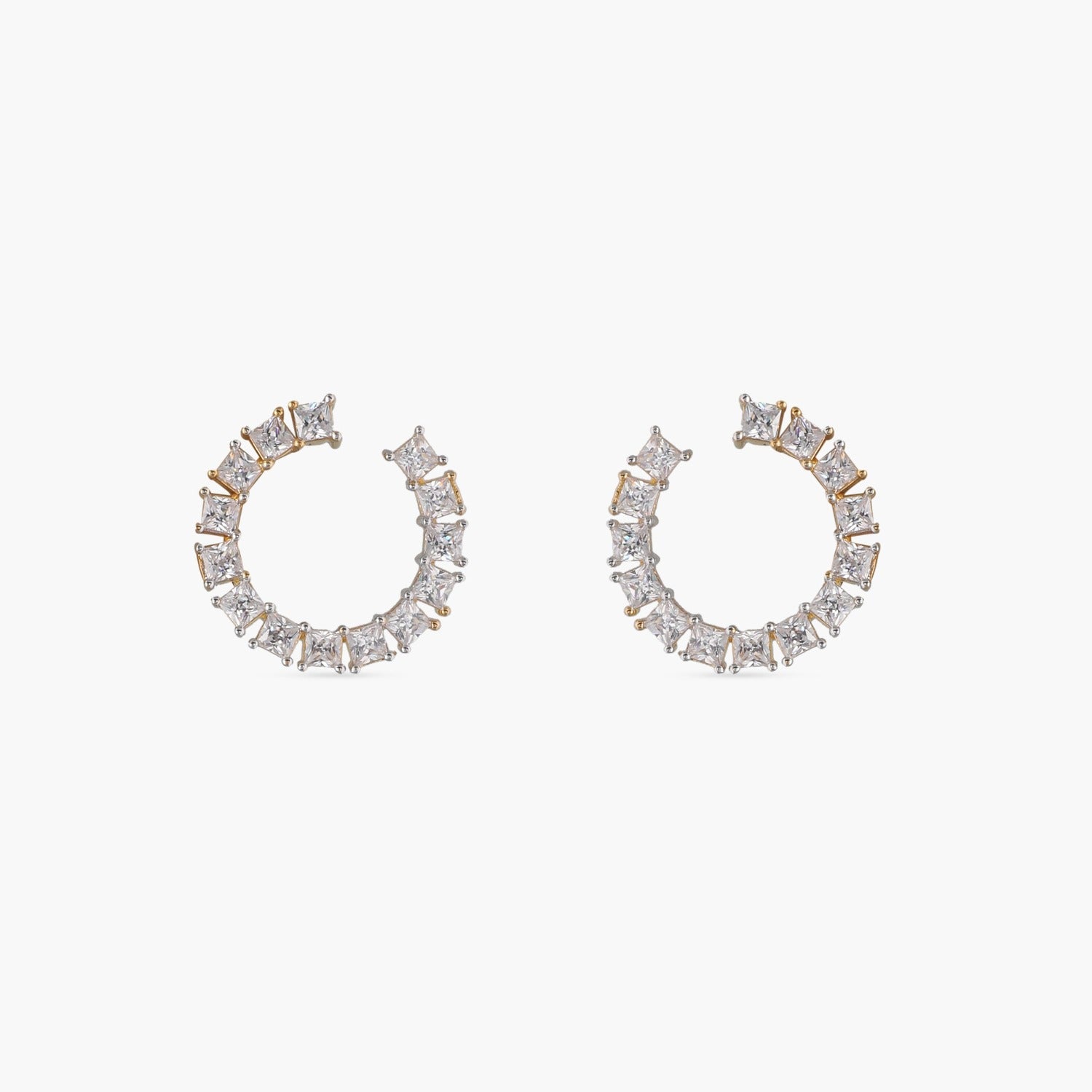 Hoop CZ Silver Stud Earrings