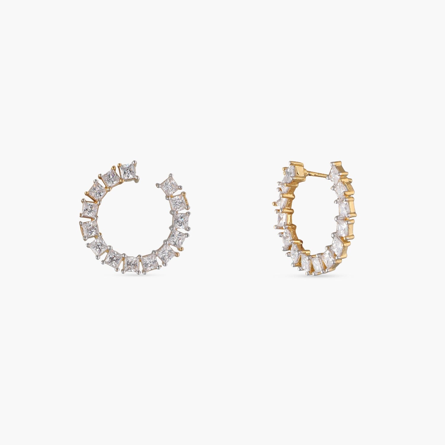 Hoop CZ Silver Stud Earrings