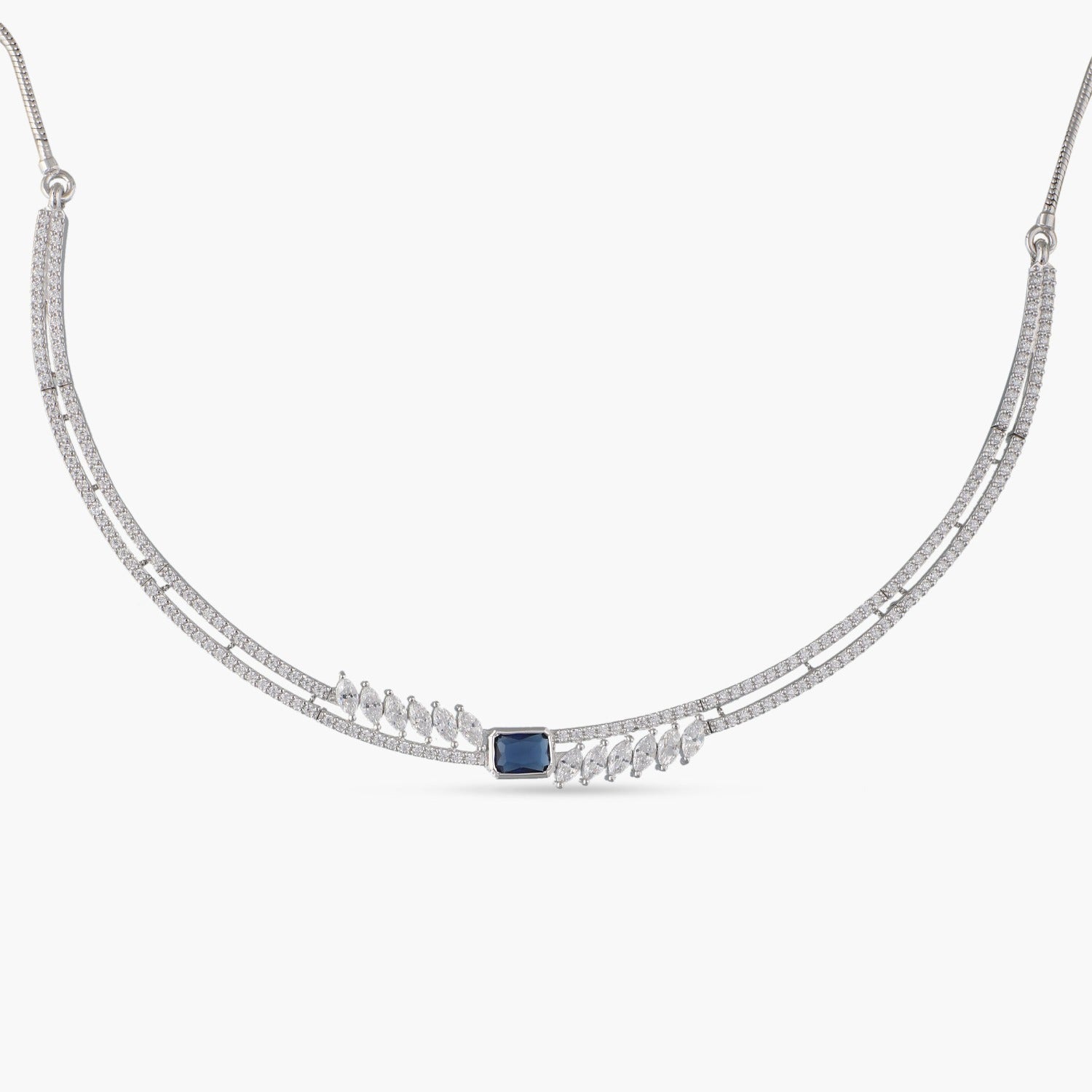 Fern CZ Silver Necklace
