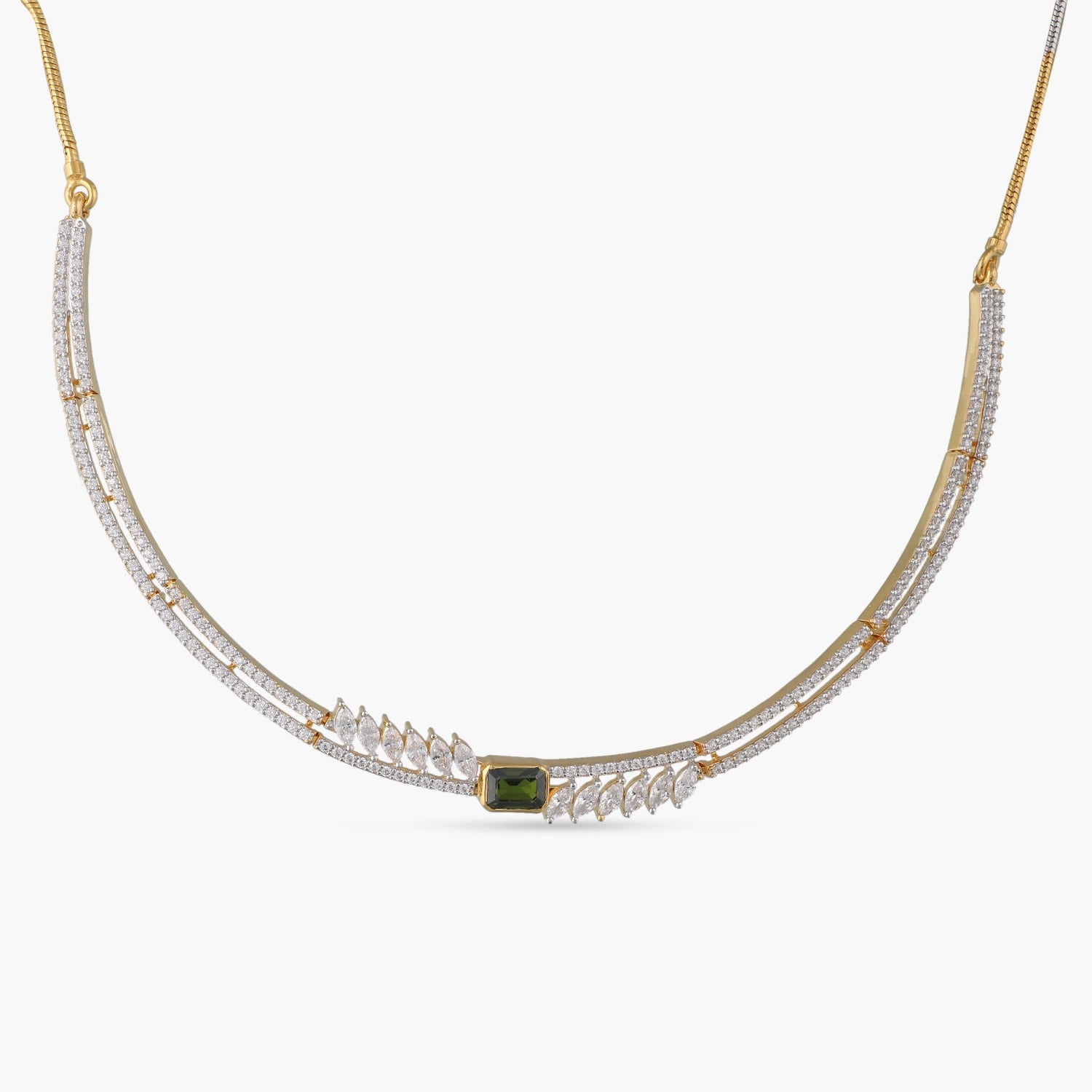 Fern CZ Silver Necklace