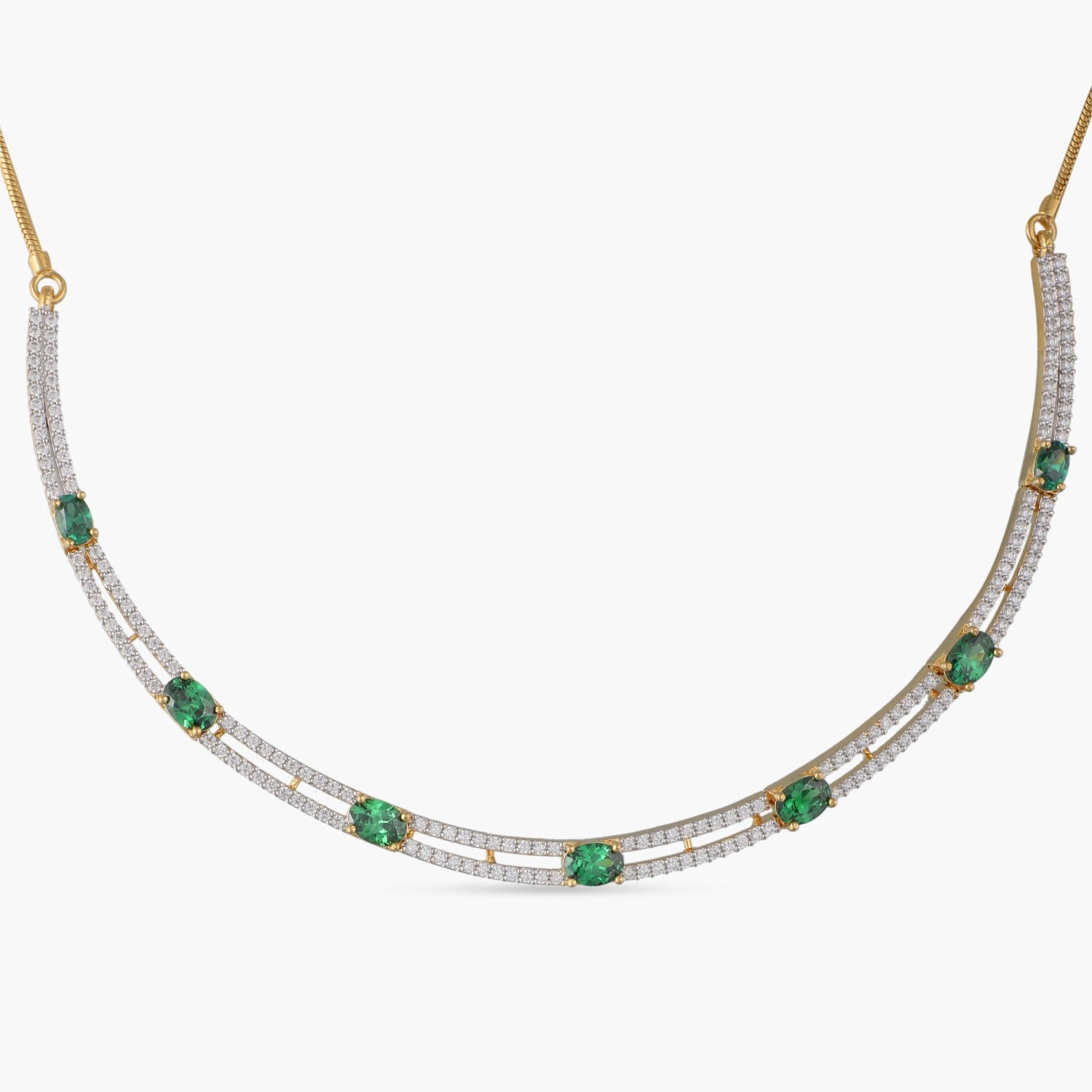 Necklaces Square charm CZ Silver Cuff Necklace