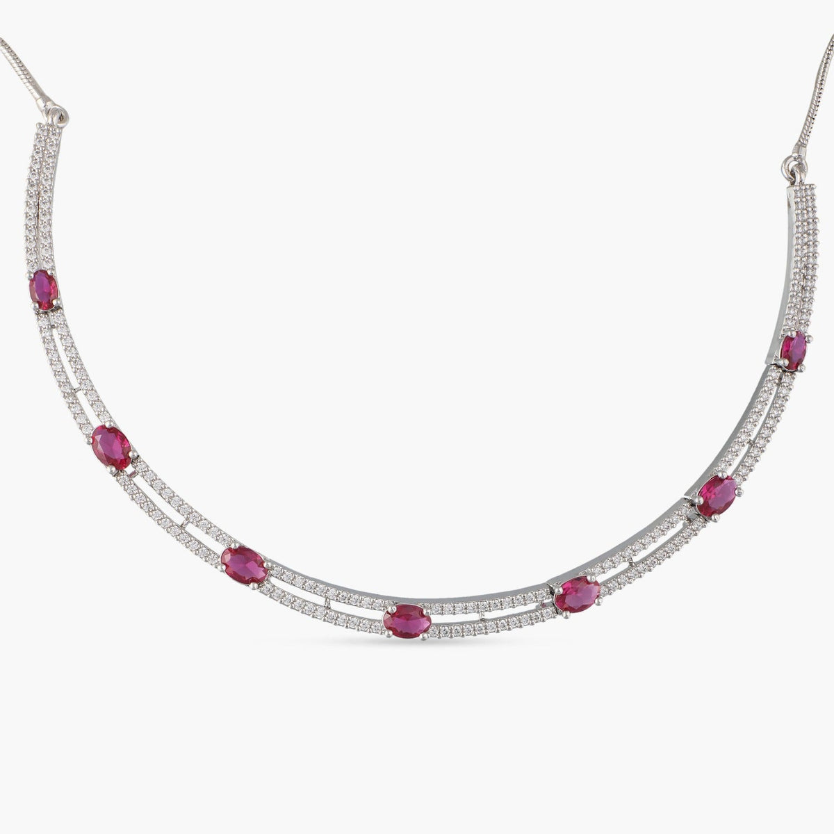 Necklaces Square charm CZ Silver Cuff Necklace