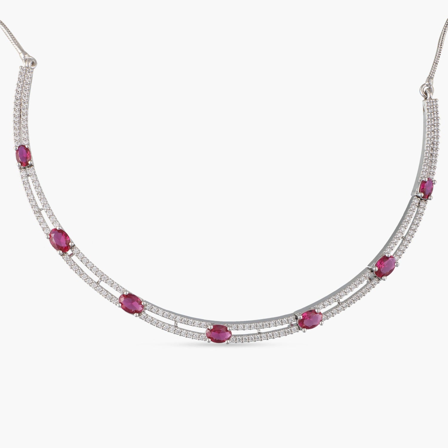 Necklaces Square charm CZ Silver Cuff Necklace
