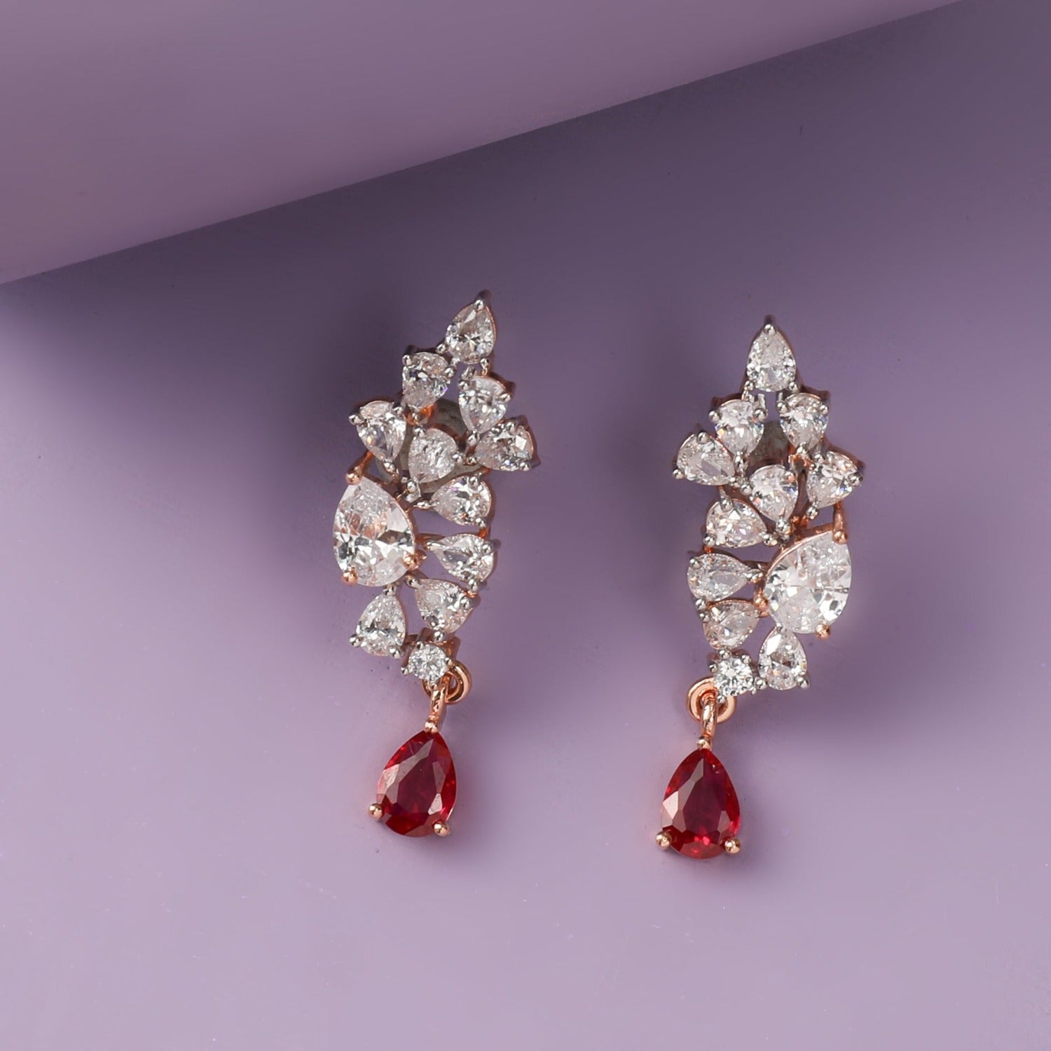 Cluster CZ Silver Drop Earrings