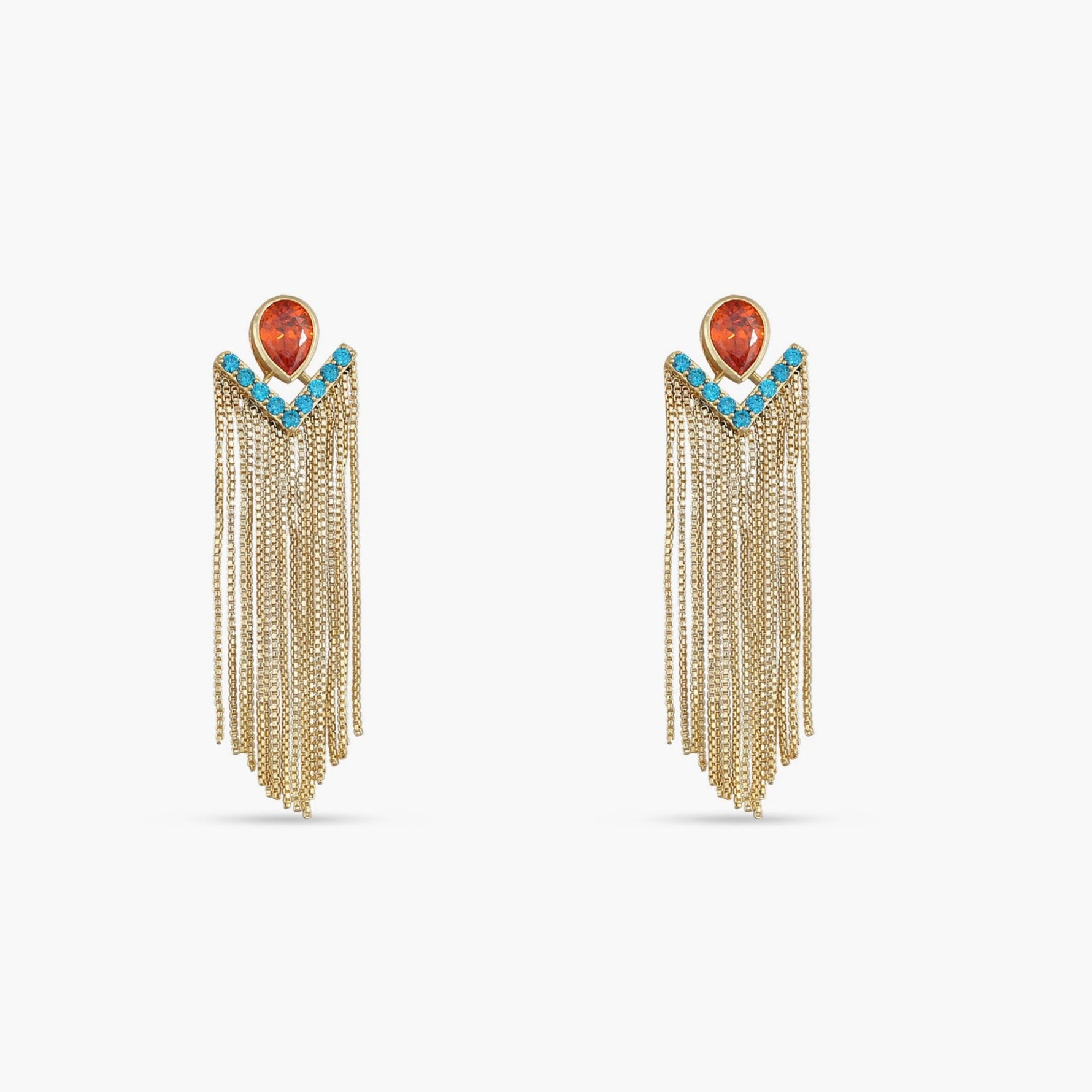Earrings Fringe Sunset Gold Plated Silver Drop Earrings