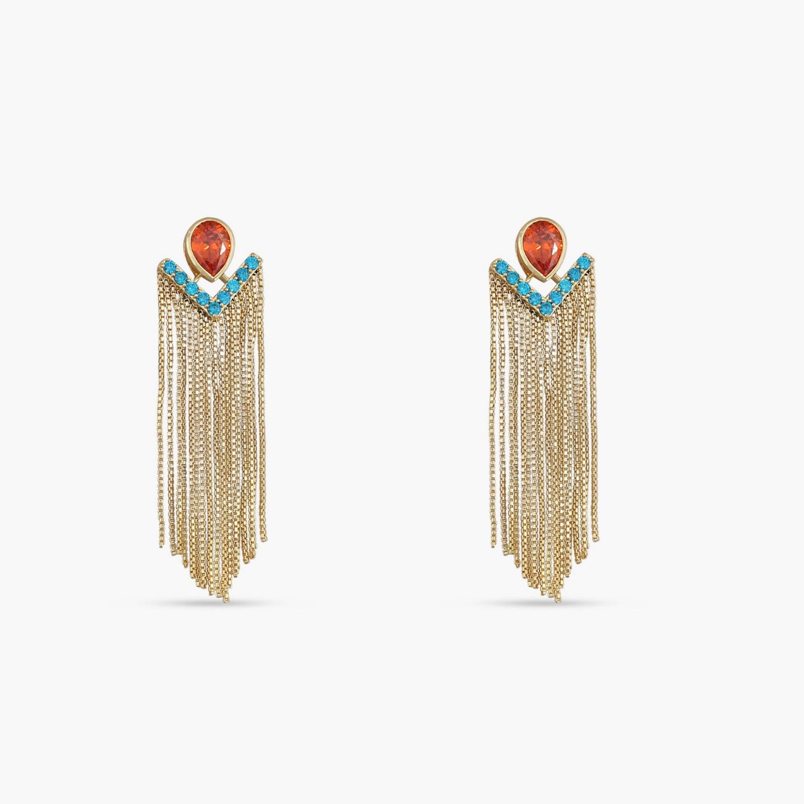 Fringe Sunset Gold Plated Silver Drop Earrings 