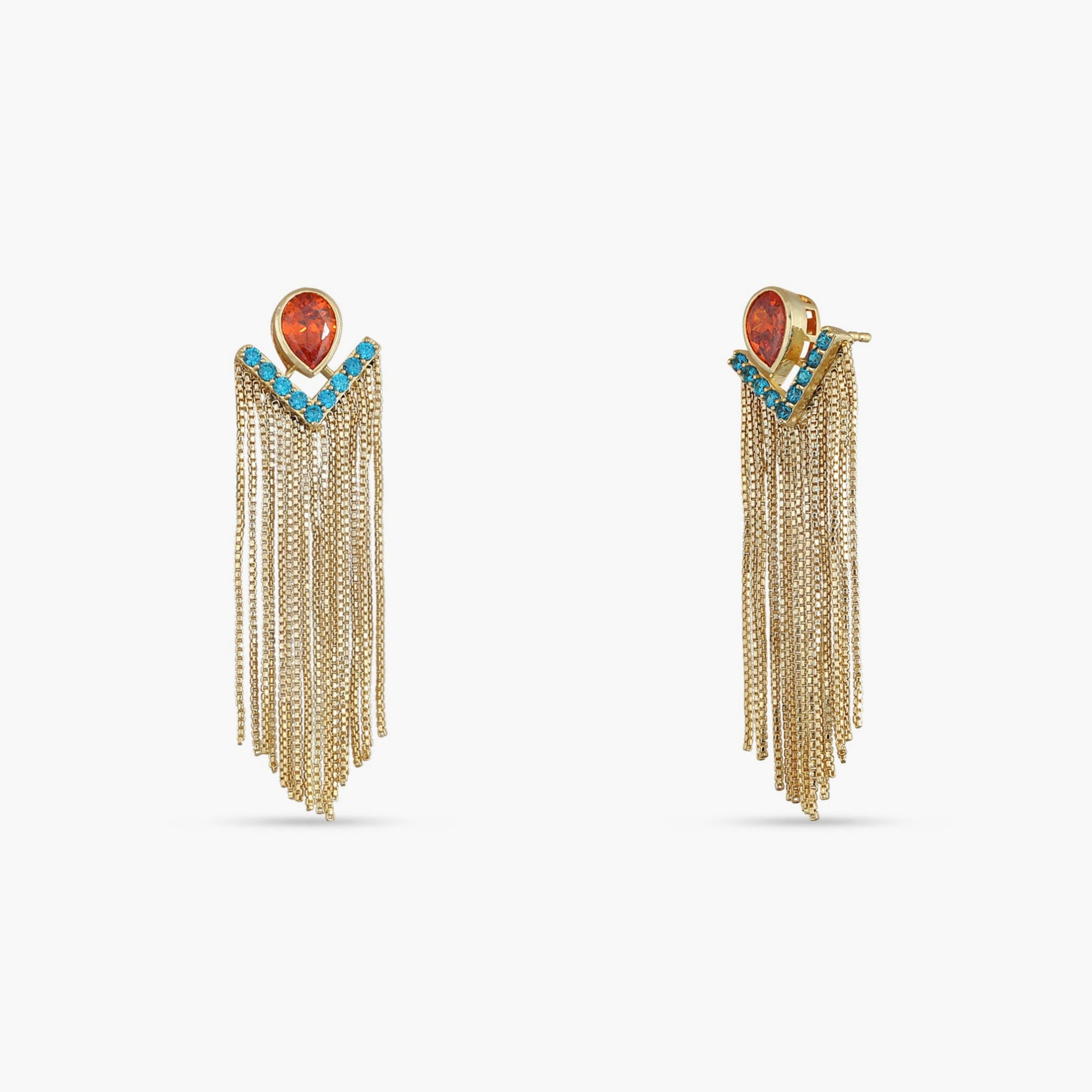 Fringe Sunset Gold Plated Silver Drop Earrings 