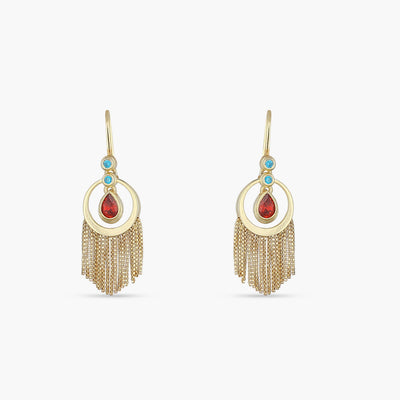 Fringe Celeste Gold Plated Silver Drop Earrings