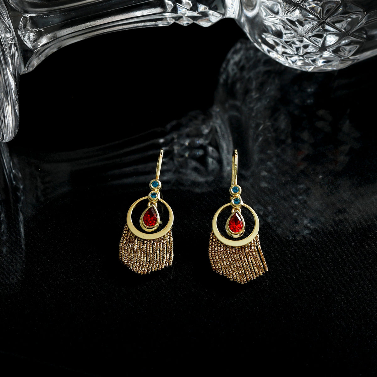 Fringe Celeste Gold Plated Silver Drop Earrings