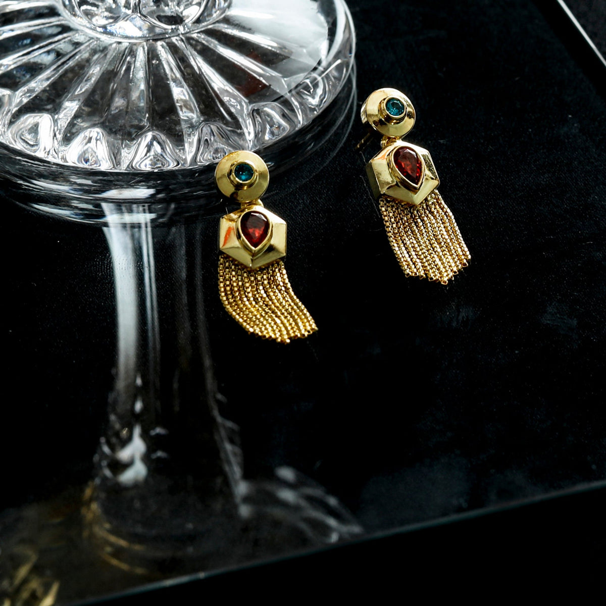 Earrings Fringe Scarlet Edge Gold Plated Silver Drop Earrings