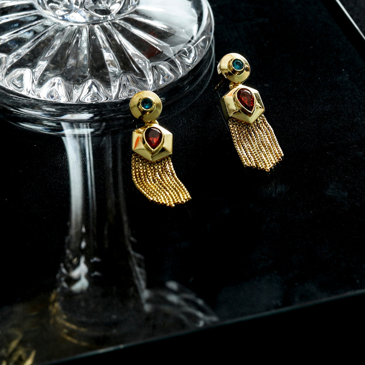 Fringe Scarlet Edge Gold Plated Silver Drop Earrings