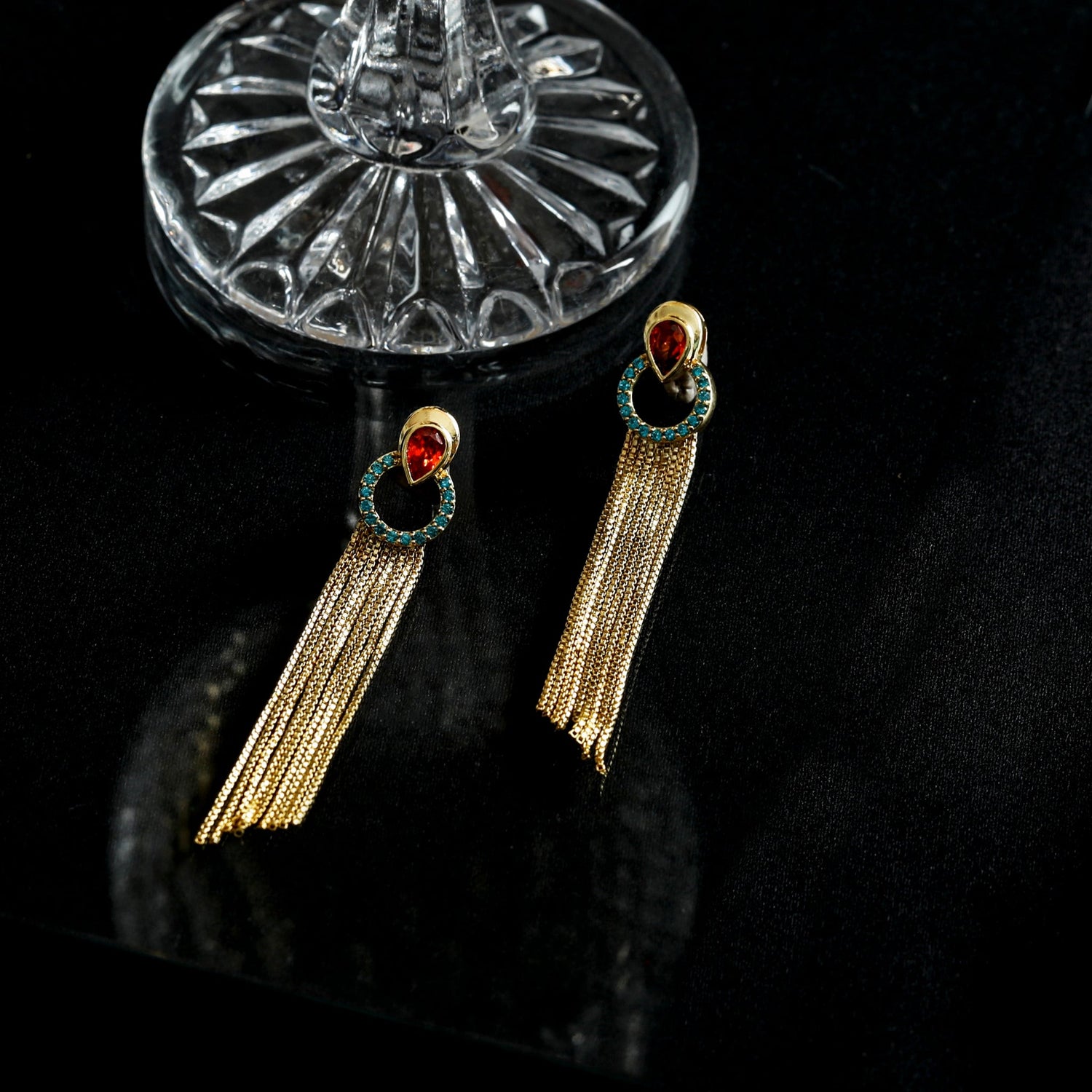 Earrings Fringe Resa Gold Plated Silver Drop Earrings