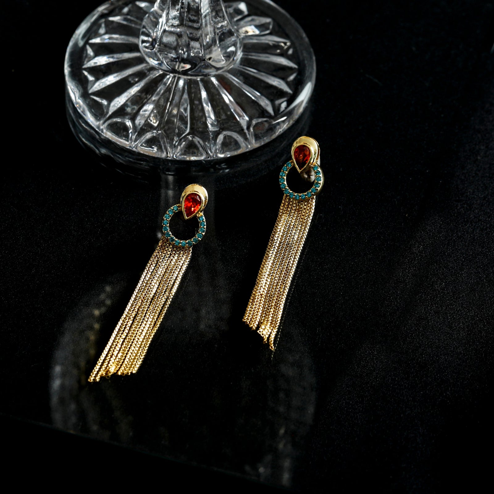 Fringe Resa Gold Plated Silver Drop Earrings