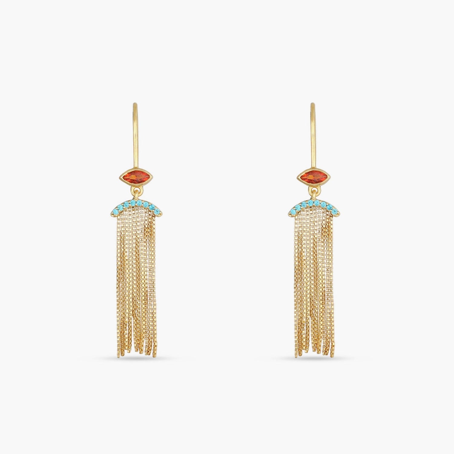 Earrings Fringe Flame Gold Plated Silver Drop Earrings