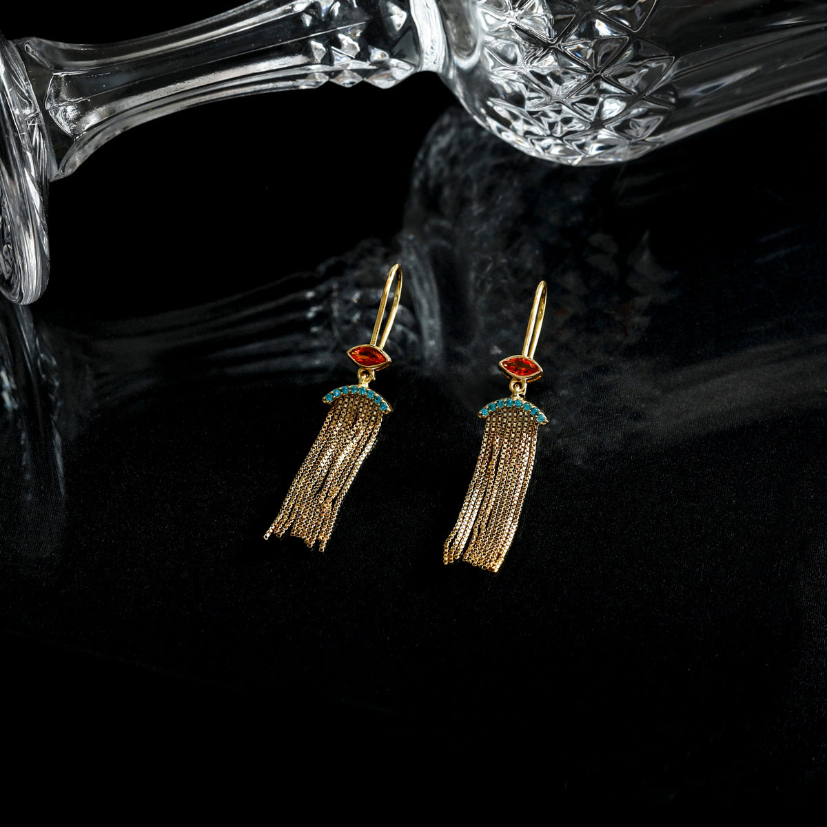 Fringe Flame Gold Plated Silver Drop Earrings