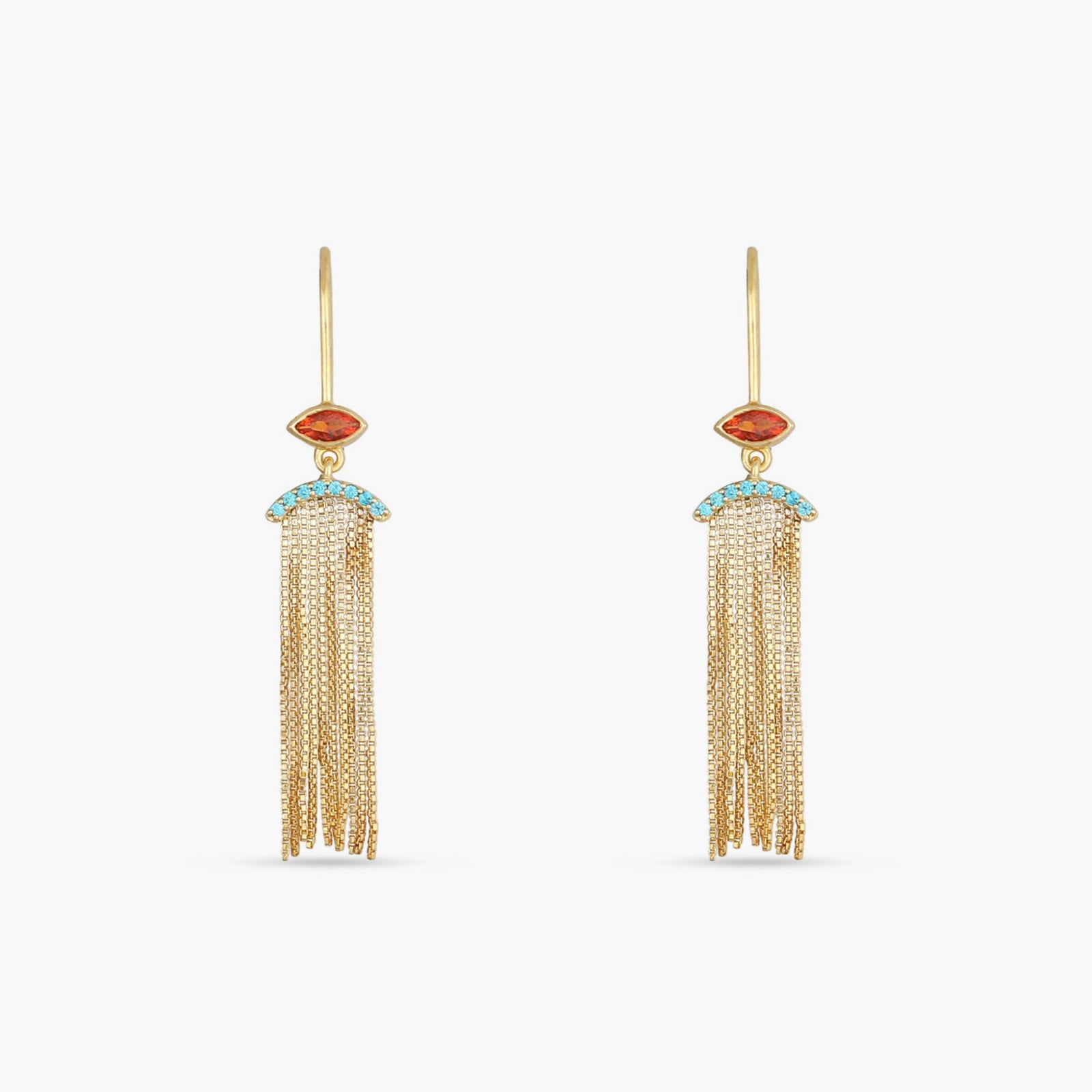 Fringe Flame Gold Plated Silver Drop Earrings