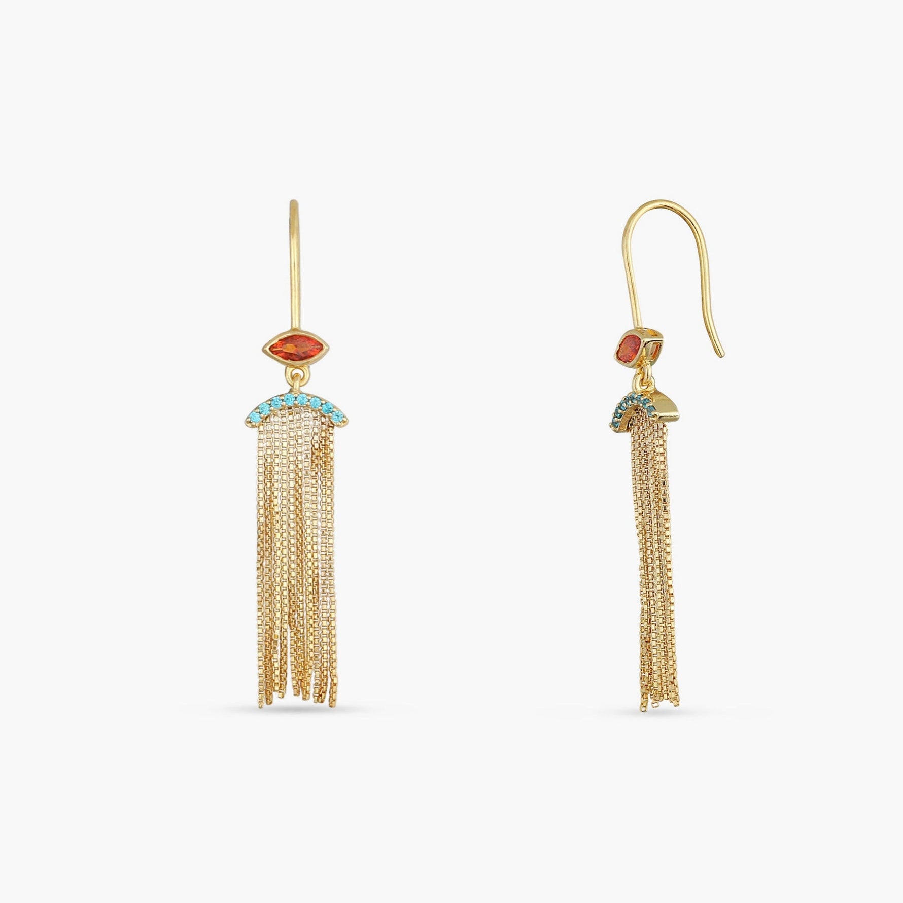 Earrings Fringe Flame Gold Plated Silver Drop Earrings