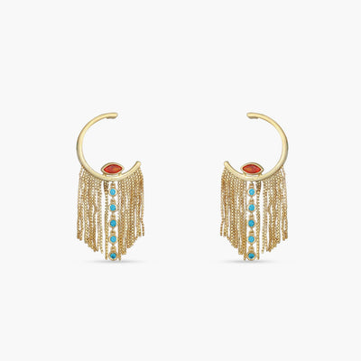 Fringe Luna Gold Plated Silver Hoop Earrings 