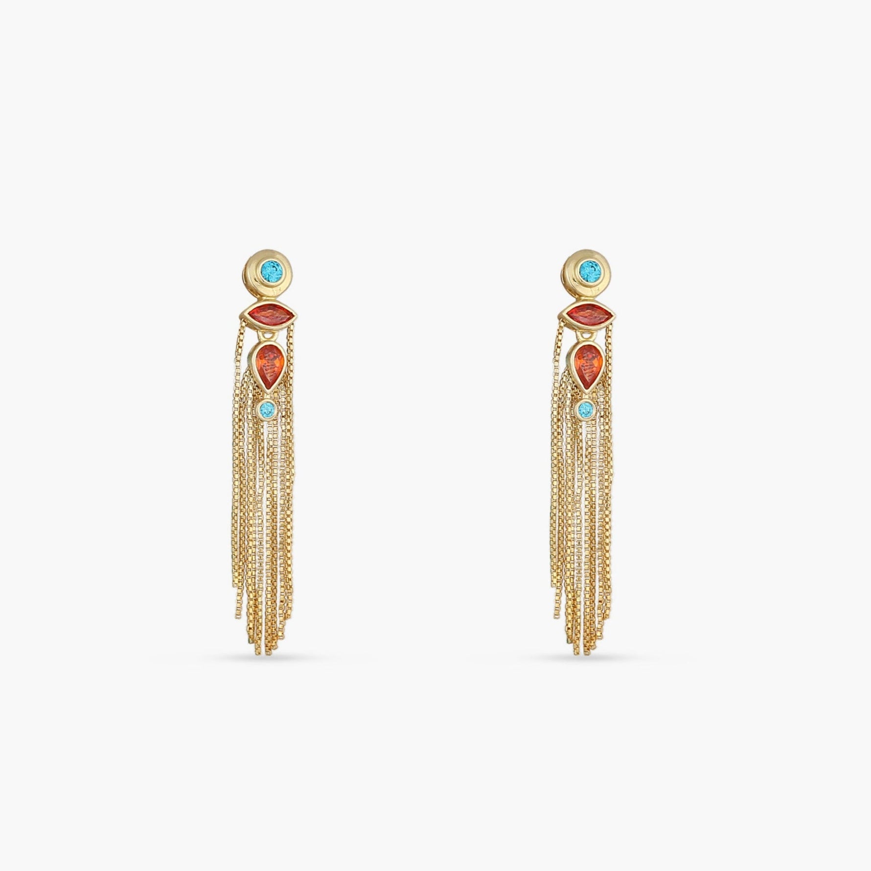 Earrings Fringe Cascade Gold Plated Silver Drop Earrings