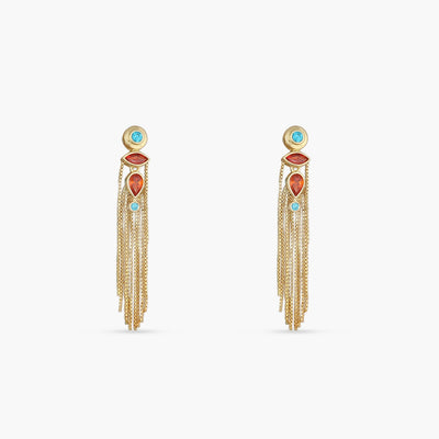Fringe Cascade Gold Plated Silver Drop Earrings