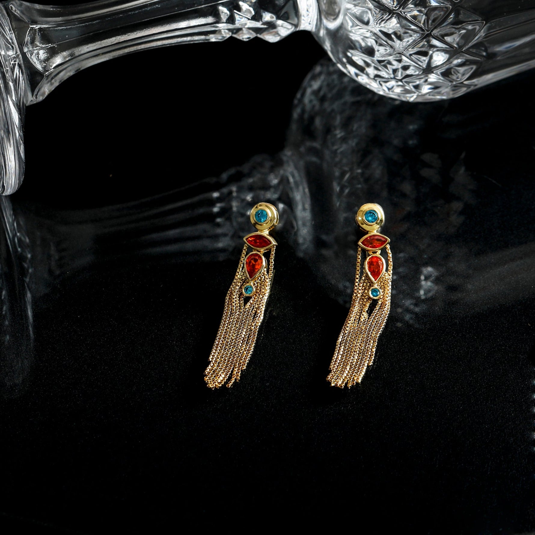 Earrings Fringe Cascade Gold Plated Silver Drop Earrings