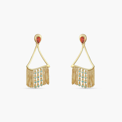 Fringe Kolmio Gold Plated Silver Drop Earrings