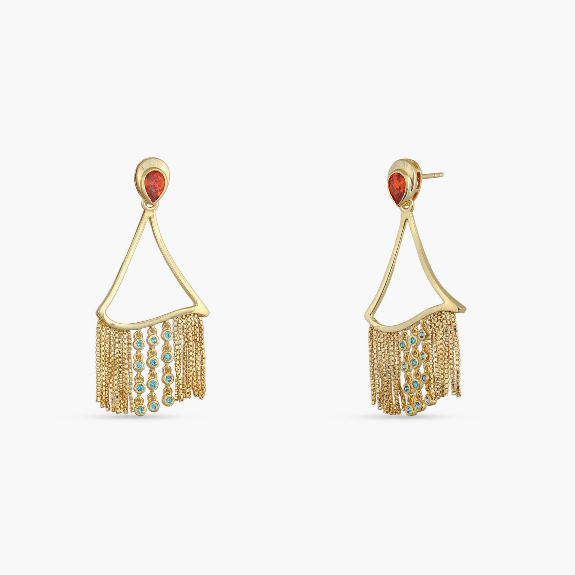 Fringe Kolmio Gold Plated Silver Drop Earrings