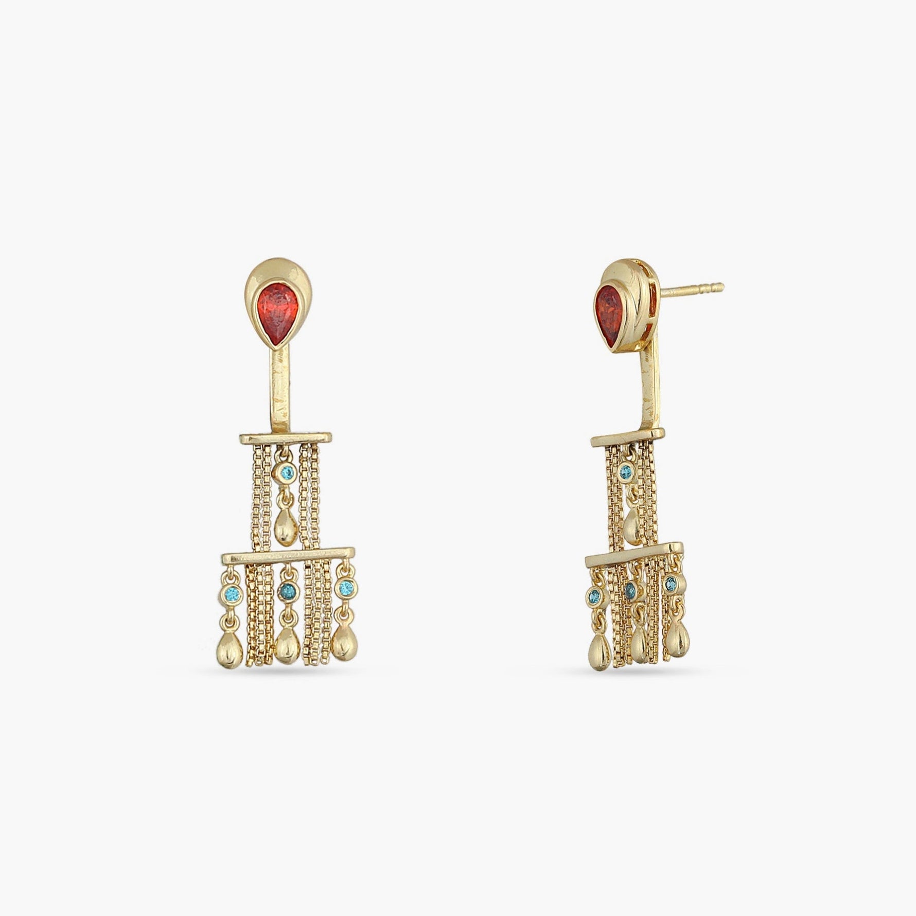 Earrings Fringe Tiered Sparkle Gold Plated Silver Statement Earrings