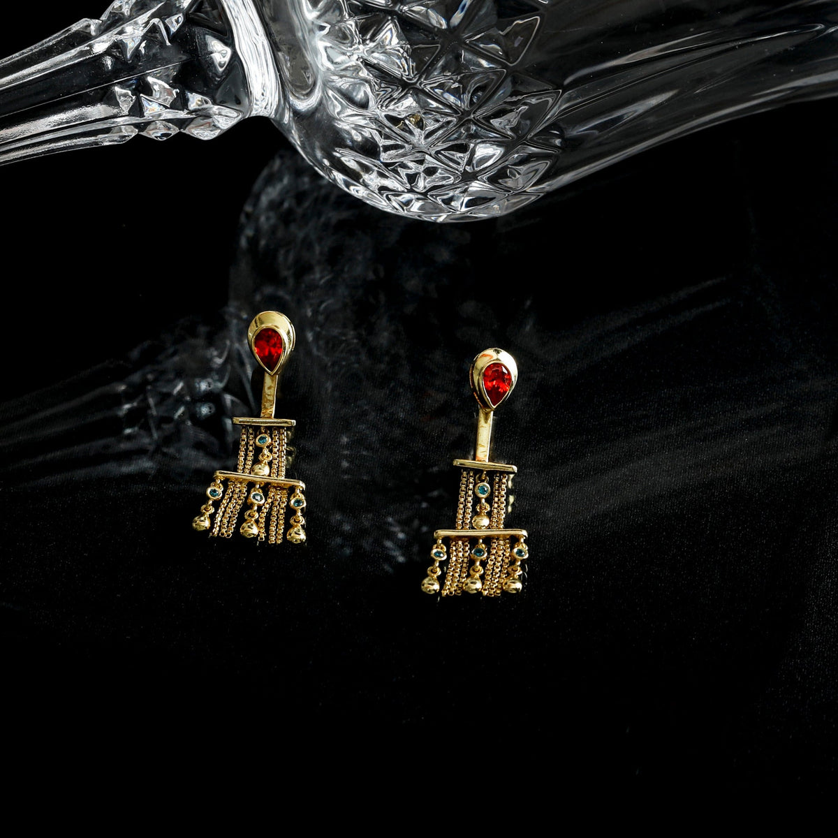 Earrings Fringe Tiered Sparkle Gold Plated Silver Statement Earrings