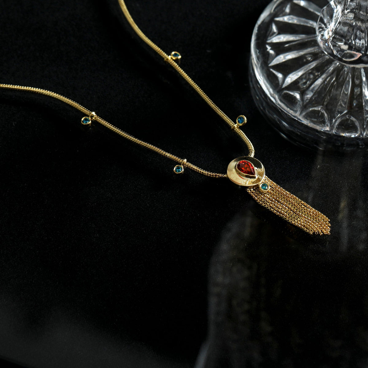 Necklace Fringe Naia Gold Plated Silver Statement Necklace