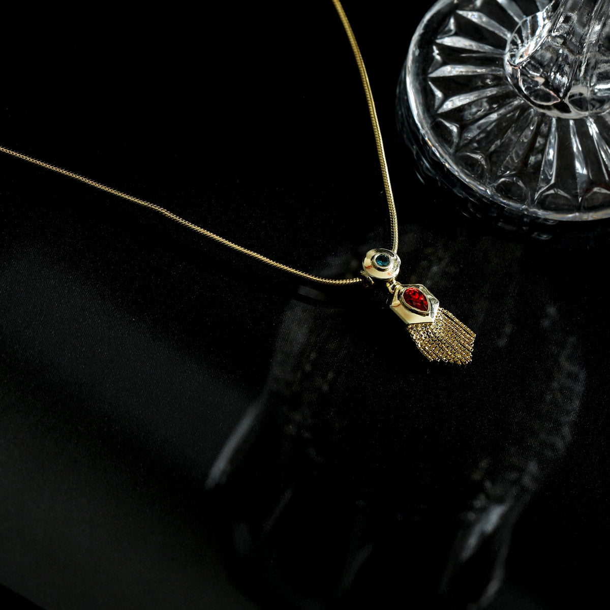 Necklace Fringe Drop Gold Plated Silver Pendant Necklace