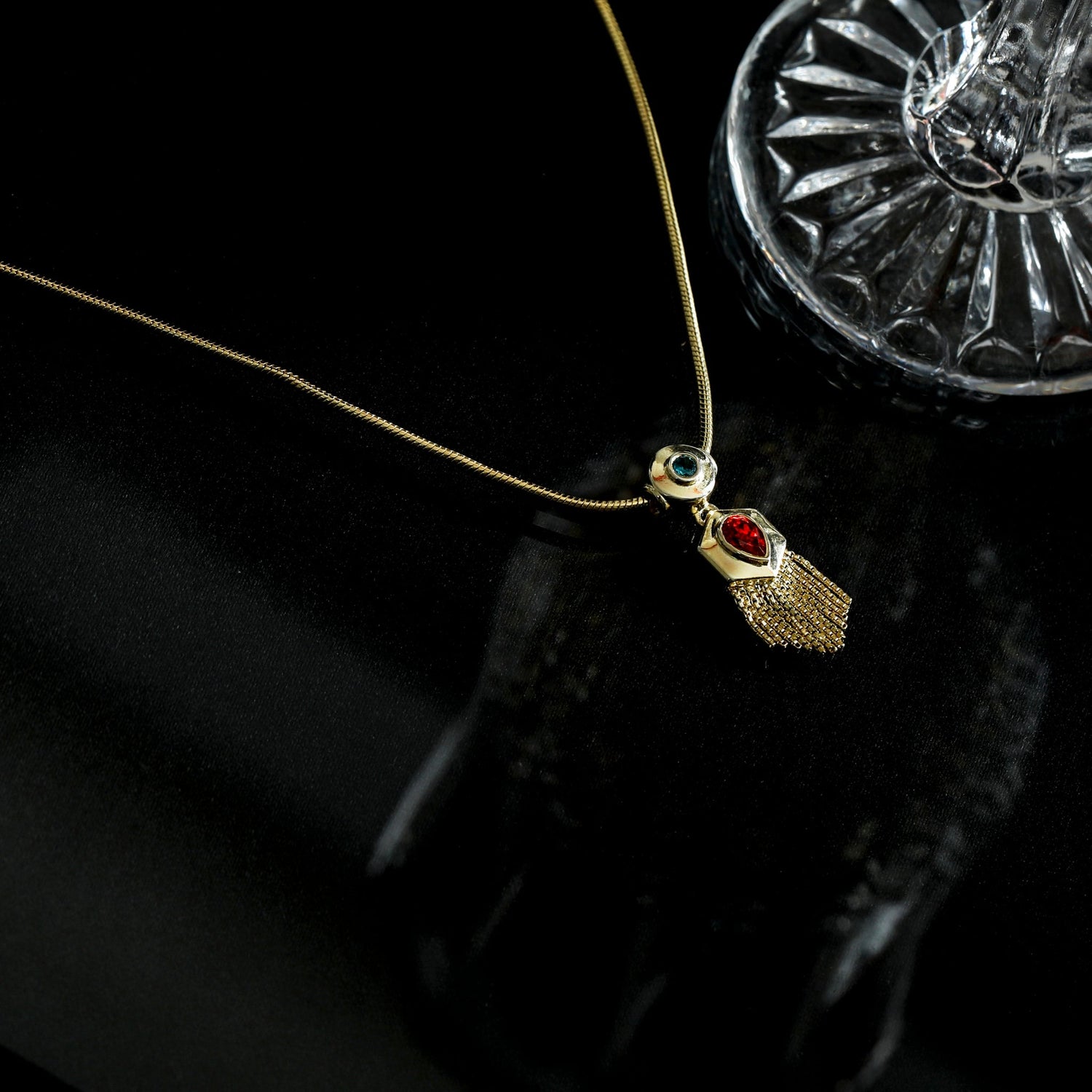 Necklace Fringe Drop Gold Plated Silver Pendant Necklace