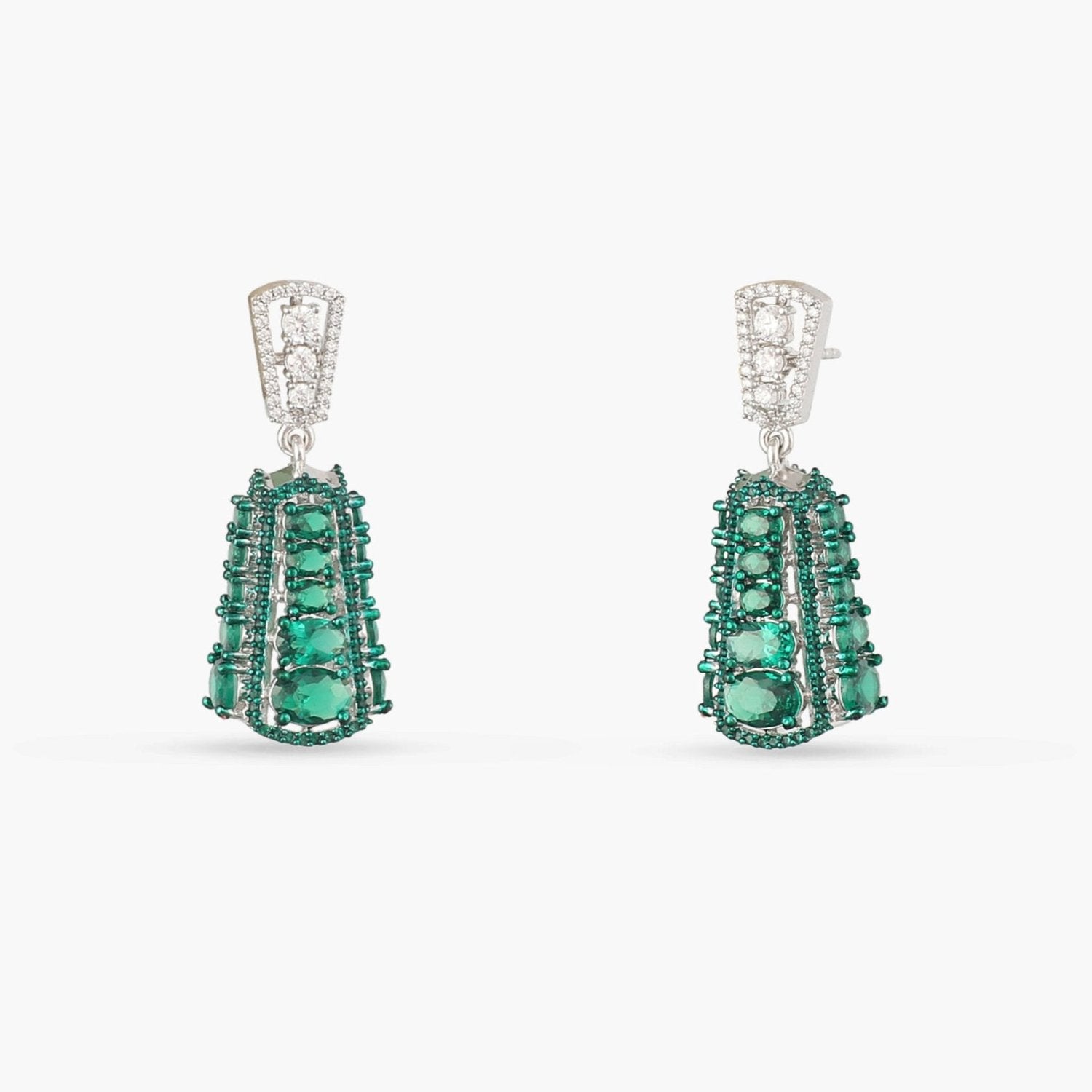 Emeraude Cascading Silver Drop Earrings