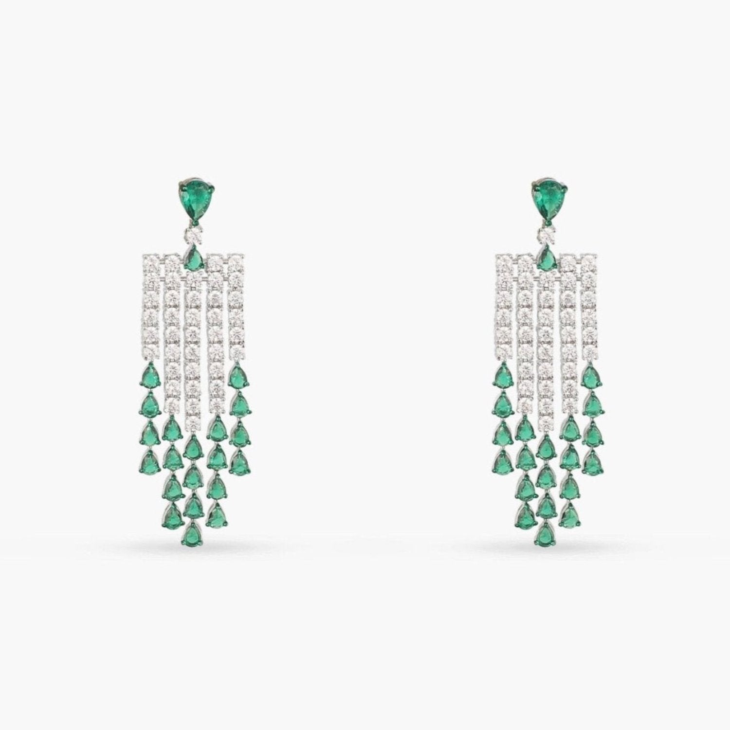 Earrings Emeraude Statement Silver Dangle Earrings