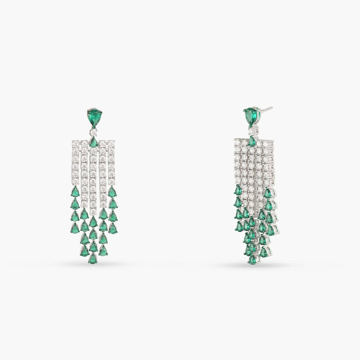 Earrings Emeraude Statement Silver Dangle Earrings