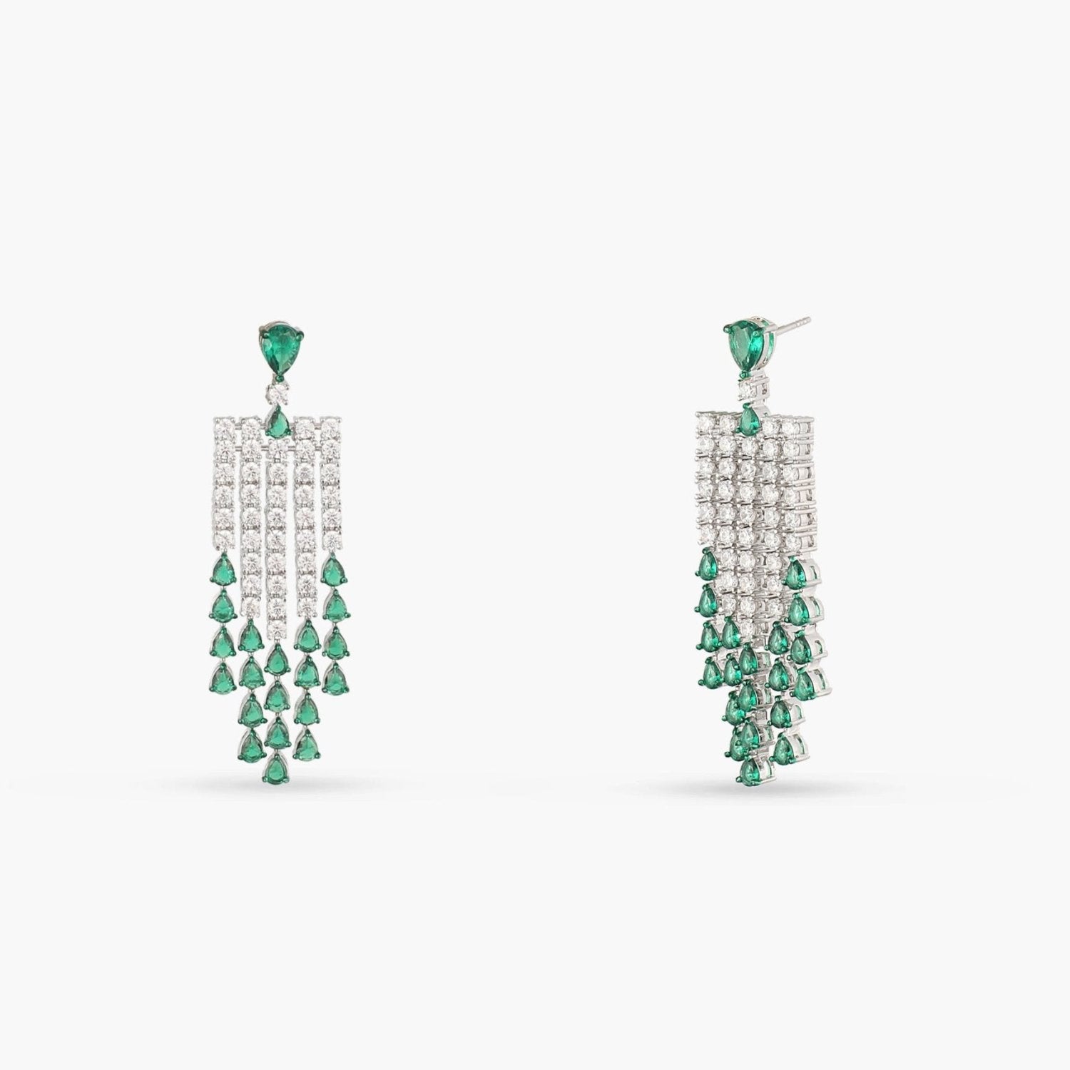 Earrings Emeraude Statement Silver Dangle Earrings