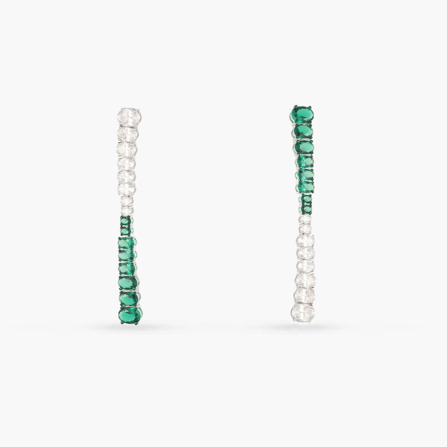 Earrings Emeraude Glamour Party Silver Earrings