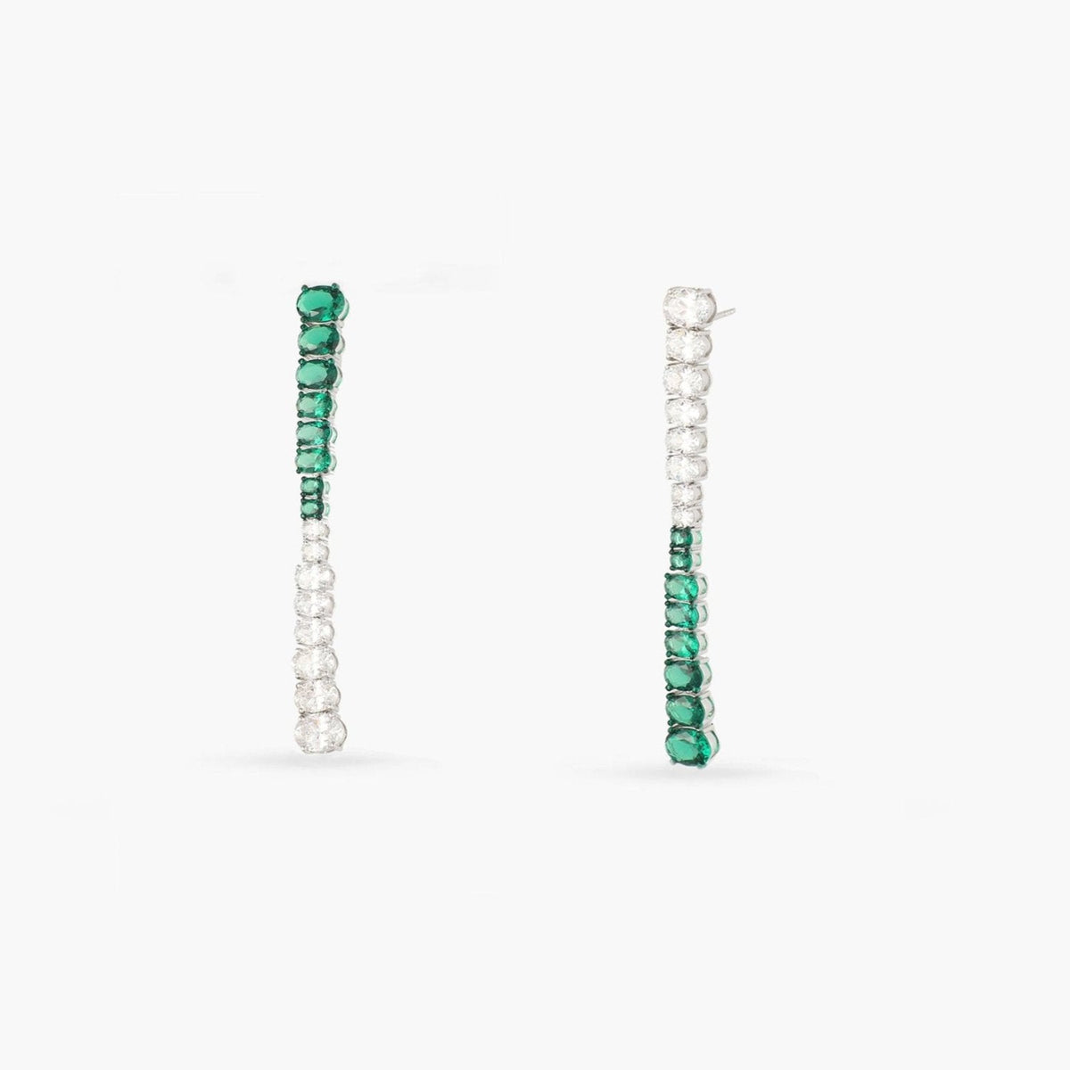 Earrings Emeraude Glamour Party Silver Earrings