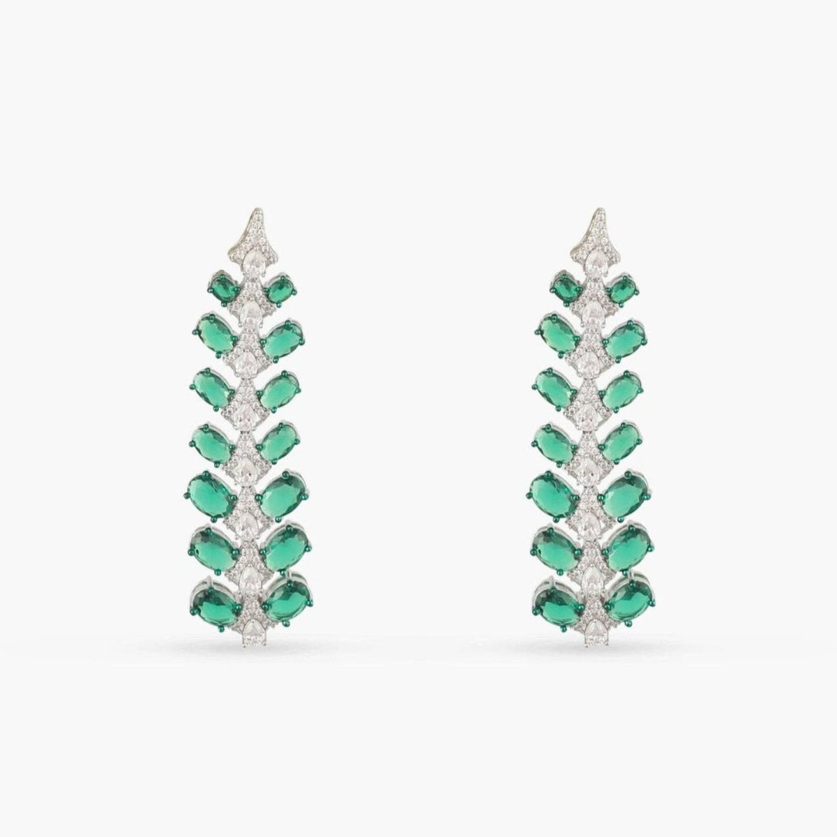 Emeraude Chandelier Silver Earrings 