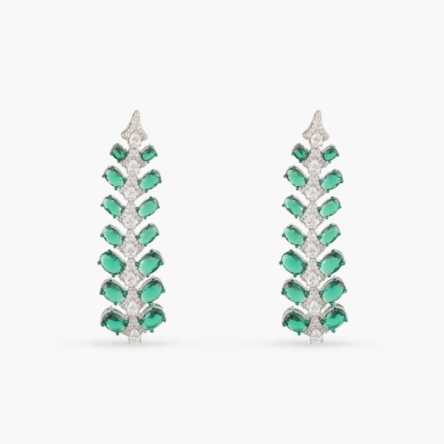 Earrings Emeraude Chandelier Silver Earrings