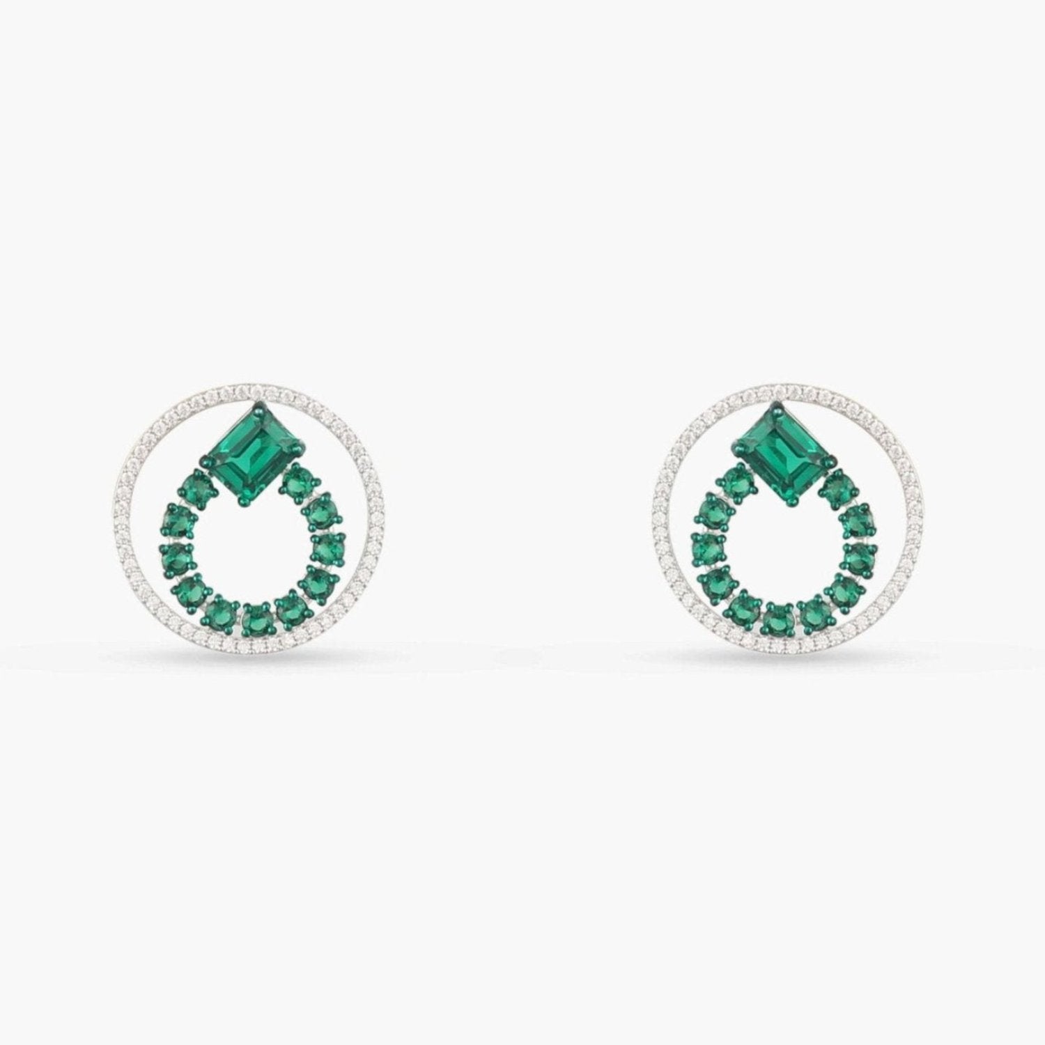 Earrings Emeraude Ivy Glow Round Silver Earrings